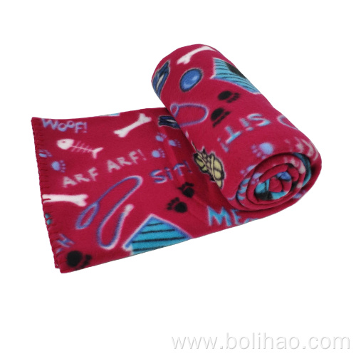 polyester blanket dog stuff red printed polyester fleece blanket throws